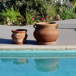 A Large And Small Terracotta Pots - $90 For Both