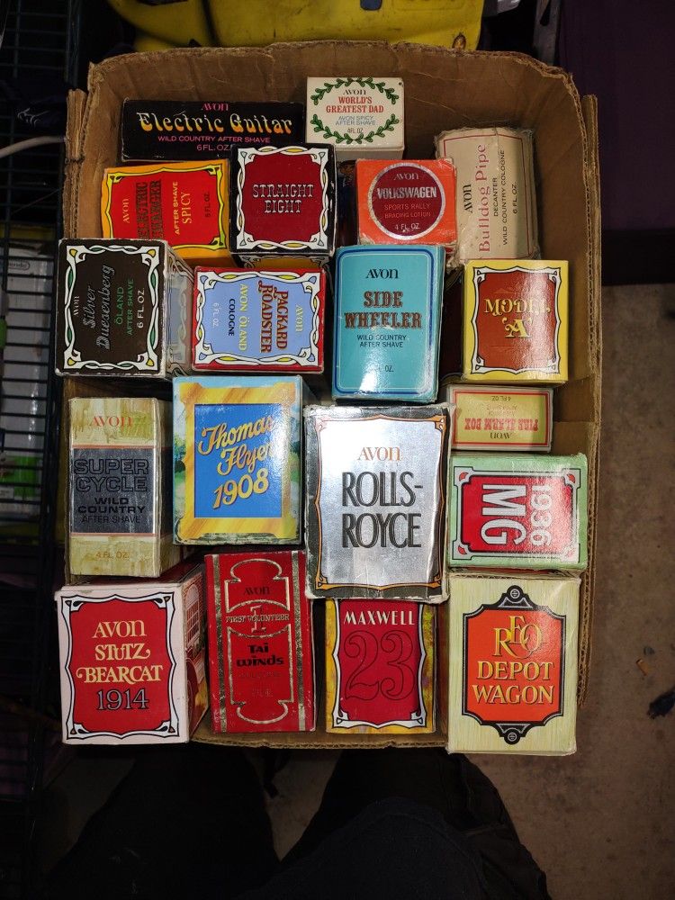 19 Vintage Avon Containers Full In Boxes