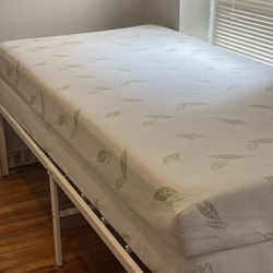 Twin Metal Frame Bed and One  twin Mattress Like New 