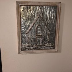 Mid Century Modern Wall Art Tin Church religious wood