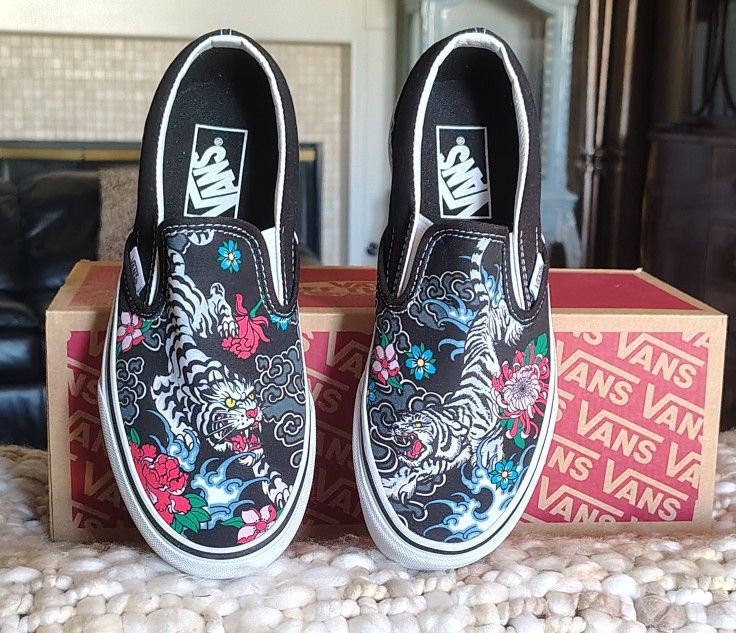 Vans Slipons "Floral Tiger" Women's U.S. Size 7