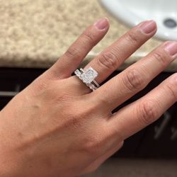 Lab Created Gemstone Wedding Ring Set 