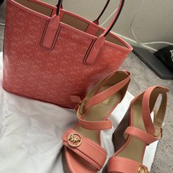 Michael Kors Coral Bag & Heels Set – Authentic, Excellent Condition
