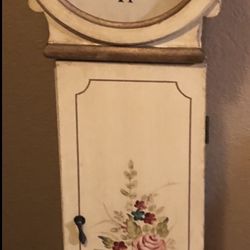 Vintage Standing Clock Plus Cabinet Storage, approx 4' tall, and approx 10 1/4" at its widest point