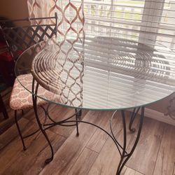 Breakfast Glass Top Table For 2