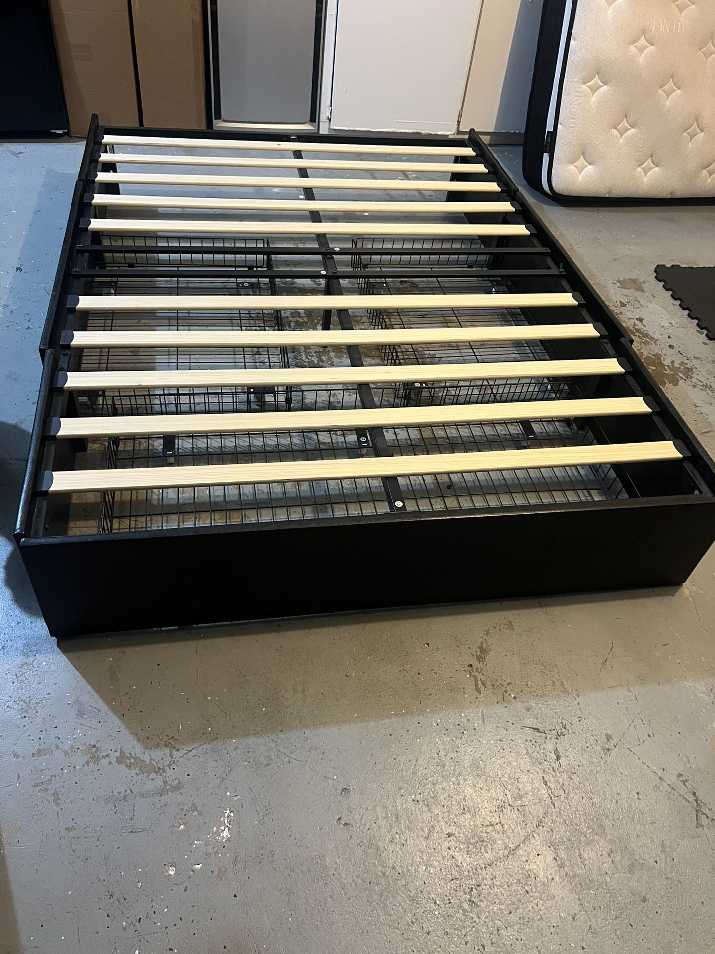 Suede Black bed frame with three storage drawers underneath