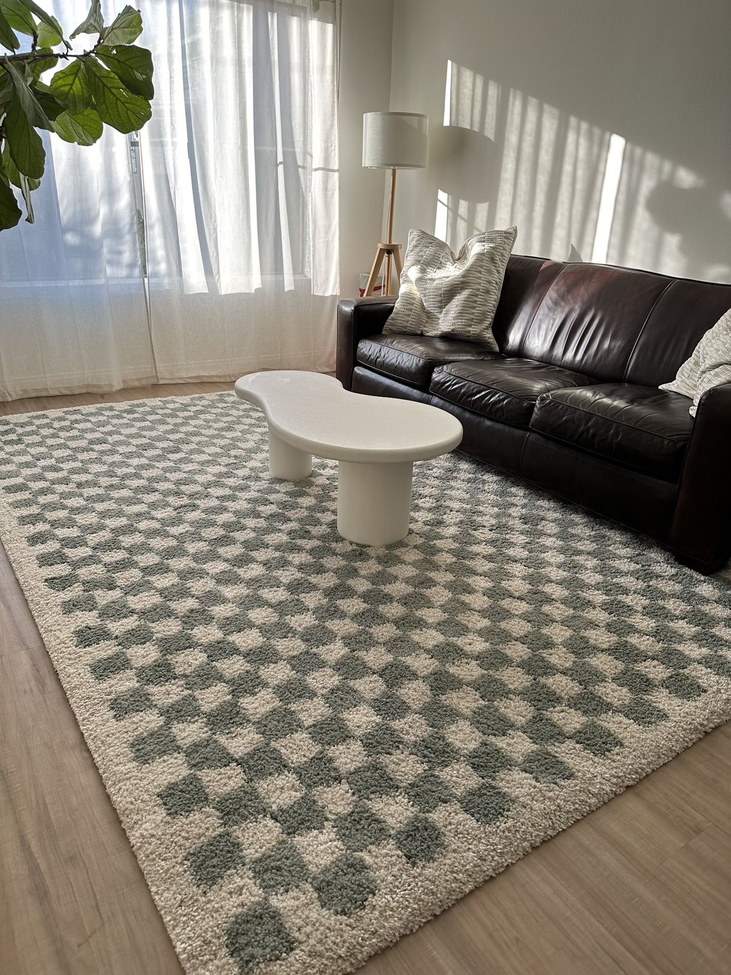 Sage Checkered Plush Rug