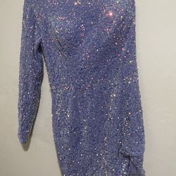 Purple Sequin Dress Size 14 Only One Sleeve