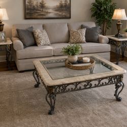 🔥 COMPLETE MARBLE & IRON LIVING ROOM TABLE SET – $500🔥