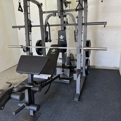 SMITH MACHINE/ PULLEY SYSTEM/ ADJUSTABLE MULTI USE BENCH/ WEIGHTS/ BARBELL/ GYM EQUIPMENT/ FREE DELIVERY 🚚