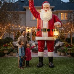 8 ft. Holiday Traditions Giant-Sized LED Towering Santa yard decoration.