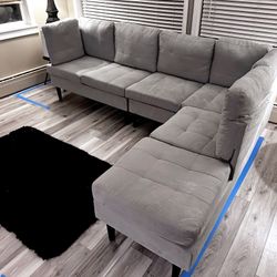 Casa Andrea Milano Modern Gray Sectional Sofa L Shaped Couch with Reversible L Chaise