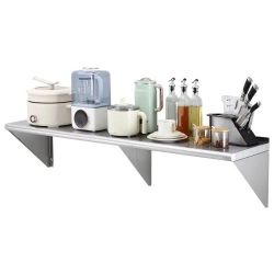 VEVOR 14" x 60" Stainless Steel Shelf, Wall Mounted Floating Shelving with Brackets, 400 lbs Load Capacity Commercial Shelves, Heavy Duty Storage Rack