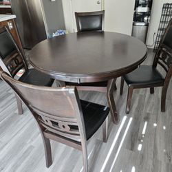 Wood Dining Set With 4 Chairs