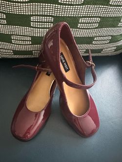 Nine West Burgundy Patent Mary Jane Flats