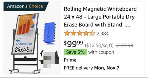 Rolling Magnetic Whiteboard 24 x 48 - Large Portable Dry Erase Board with  Stand - Double Sided Easel Style Whiteboard with Wheels - Mobile Stan for  Sale in Montclair, CA - OfferUp