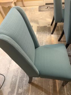 Teal Upholstered Dining Chairs with Nailhead Trim