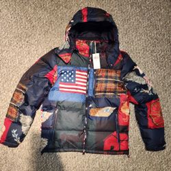 Polo mens Medium Flag Sweater Puffer Bubble Coat Jacket