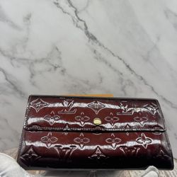 Authentic Louis Vuitton Long Vernis wallet Black Purple 