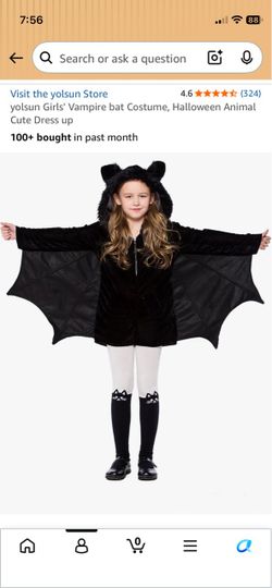 Girls vampire bat costume for 8-9 year old