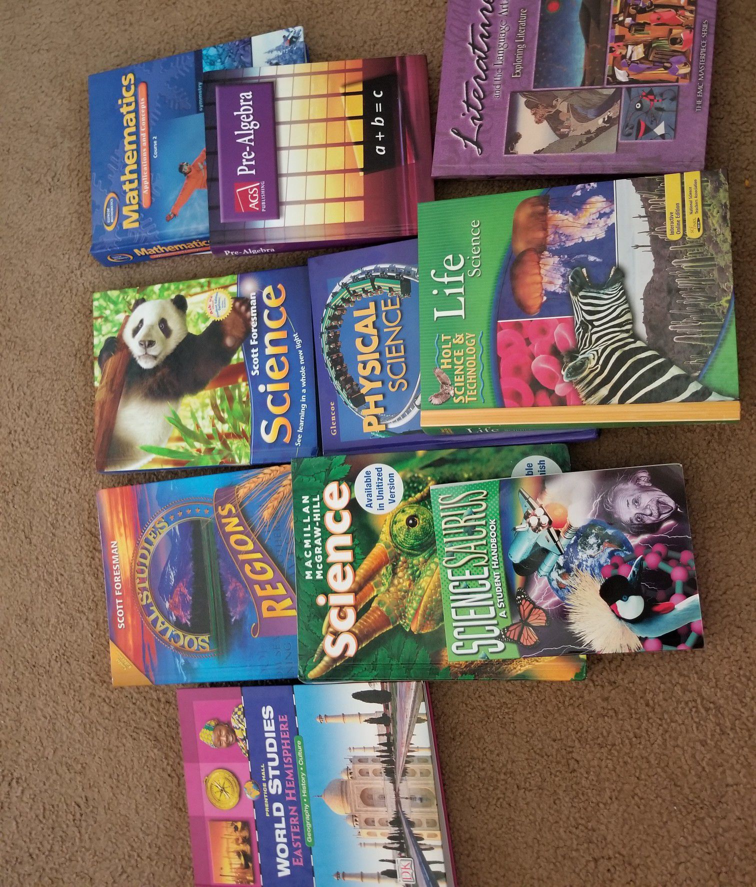 Assorted schoolbooks
