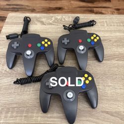 2 Black Original Nintendo 64 (N64) Controllers $30 EACH 