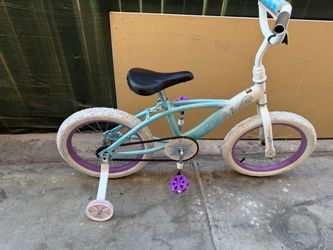 Huffy Disney Frozen themed children's bicycle, likely featuring 16-inch wheels.
