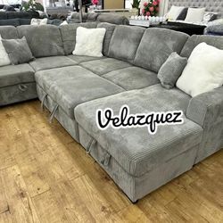 ✅️✅️4-Piece Convertible Sectional
Sleeper Sofa, Chaise Storage, Sofa Storage & USB Port✅️✅️