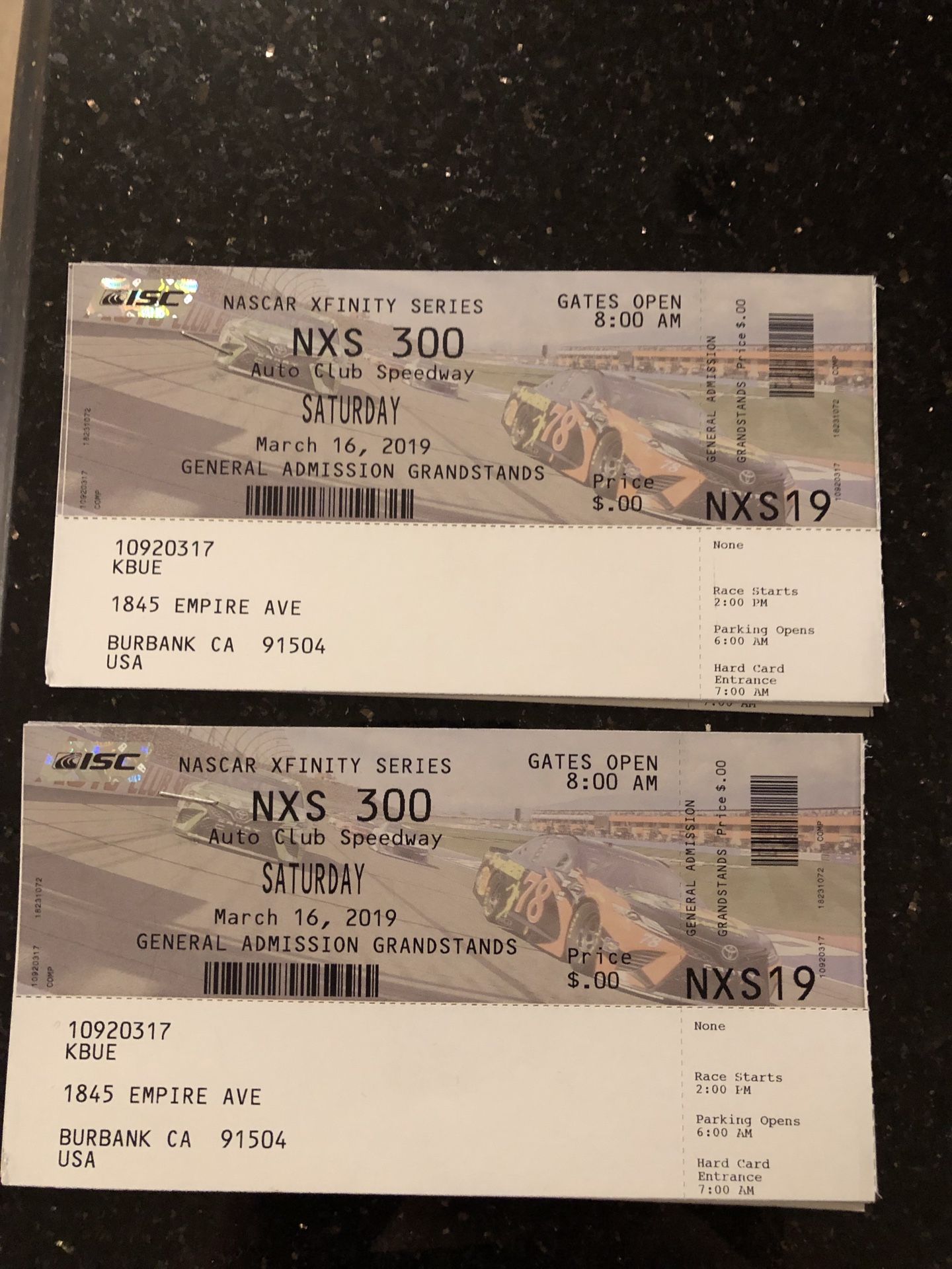 NASCAR tickets for today only!!!