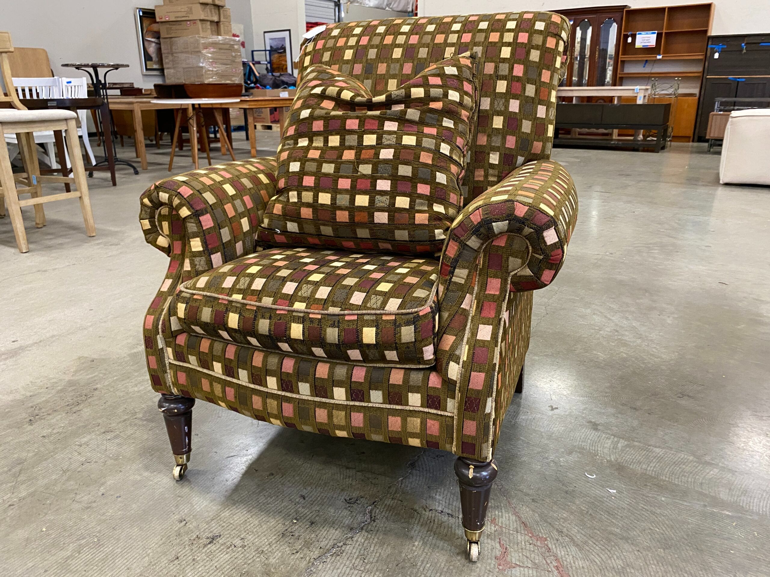 DREXEL Heritage Vintage Checkered Arm Chair