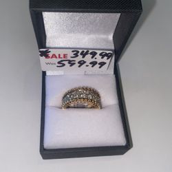 14k Tri Color Diamond Ring