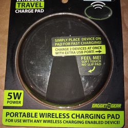 Brand New Wireless Portable Charging Pad With Extra USB Port For Charging Two Devices