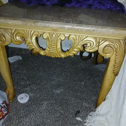 Ornate Claw Foot Bisque Stone Top Side Tables