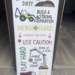 Kids Painting Construction Bulldozer Wall Picture 