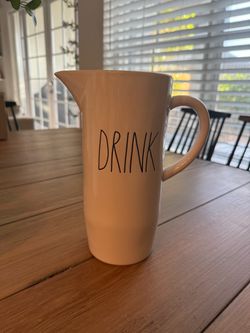 Rae Dunn DRINK Ceramic Pitcher Farmhouse Kitchen Decor Boho