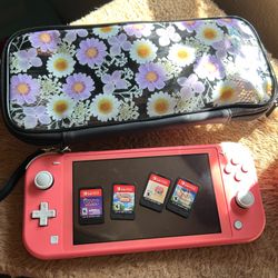 Pink Nintendo Switch Lite, Floral Case, Pokémon, Super Mario 3D All Stars, Spyro
