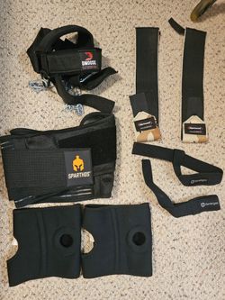 Complete Gym Training Bundle – Knee Braces, Wrist Straps, Pull-Up Straps & Neck Harness