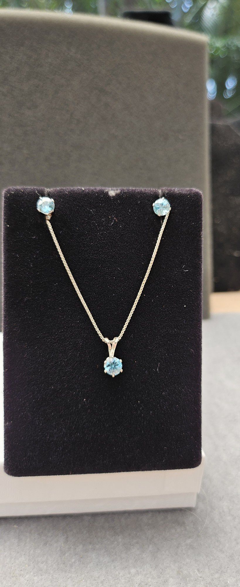 Genuine Blue Zircon Necklace Set