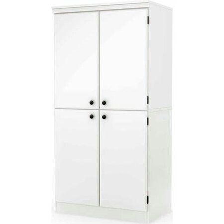 South Shore Morgan 4-Door Storage Cabinet [White] [Missing Hardware] [Item 3541]