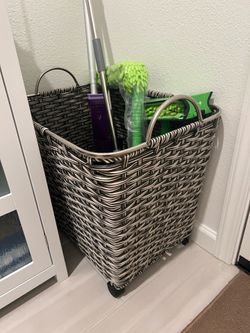 Rolling Wicker Basket