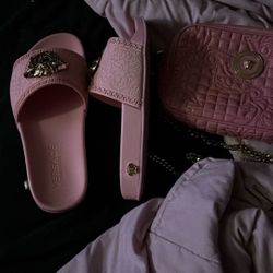Pink Versace Pool Slides