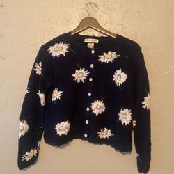 Eddie Bauer Floral Cardigan 