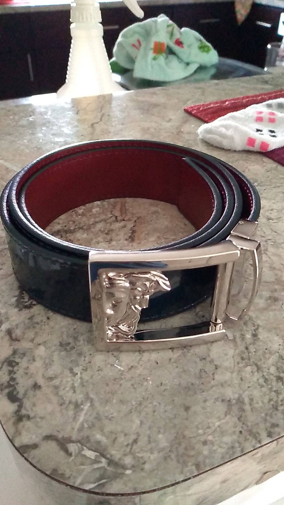 Versace reversible belt 36 red and black