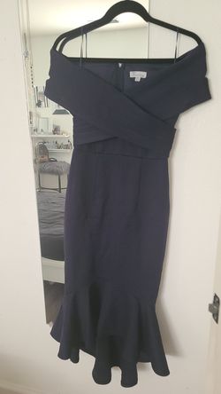 Off the shoulder navy blue dress