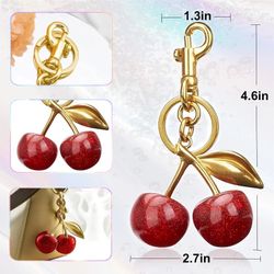 Cherry Bag Charm Keychain Glitter resin Cherry Accessories Bag Chain Gifts Decor
