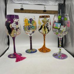 💥NEW YEARS SALE 💥 Four unique Wine Glasses 🎉 🎉 Fun Fun Fun 🎉 🎉 