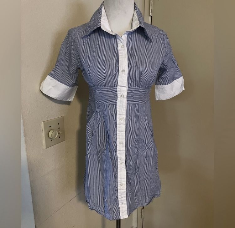 C·O·L·Z·A Blue Bangle Stripe with White Details Dresses