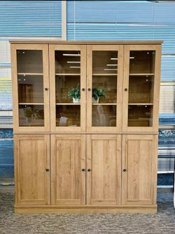 ✨ 74’’ Tall Kitchen Pantry Cabinet – With LED Lighting & Glass Doors ✨ Brand New – In Box