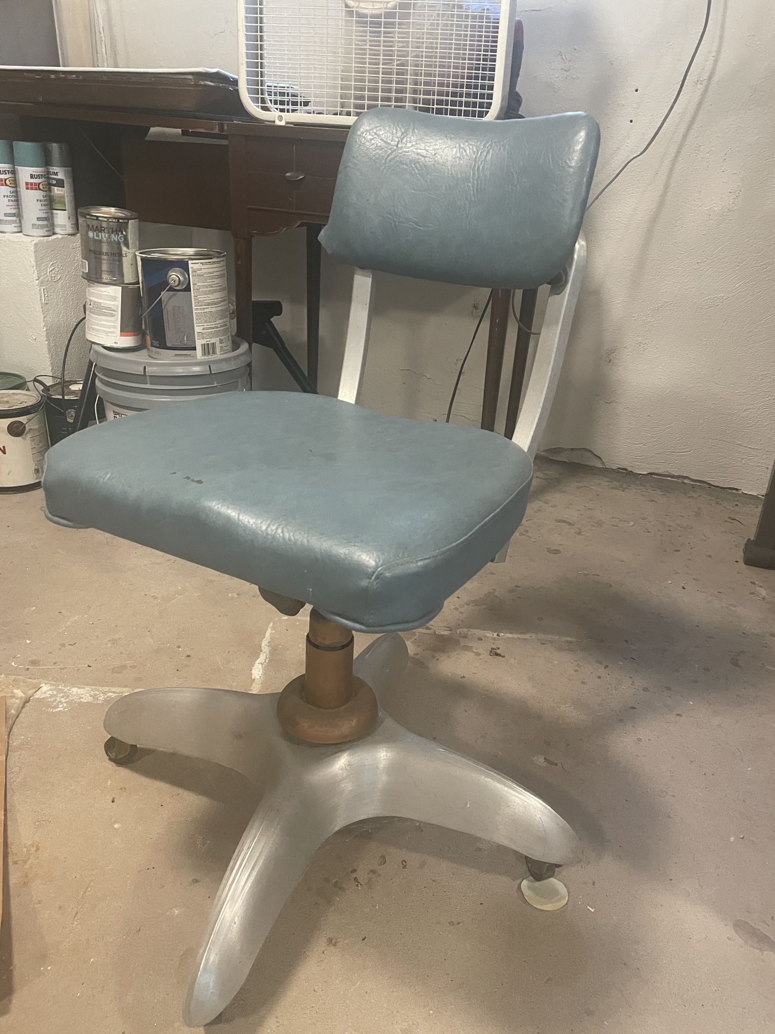 Vintage Baby Blue Desk Chair 