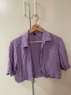 Purple lavender button down crop top